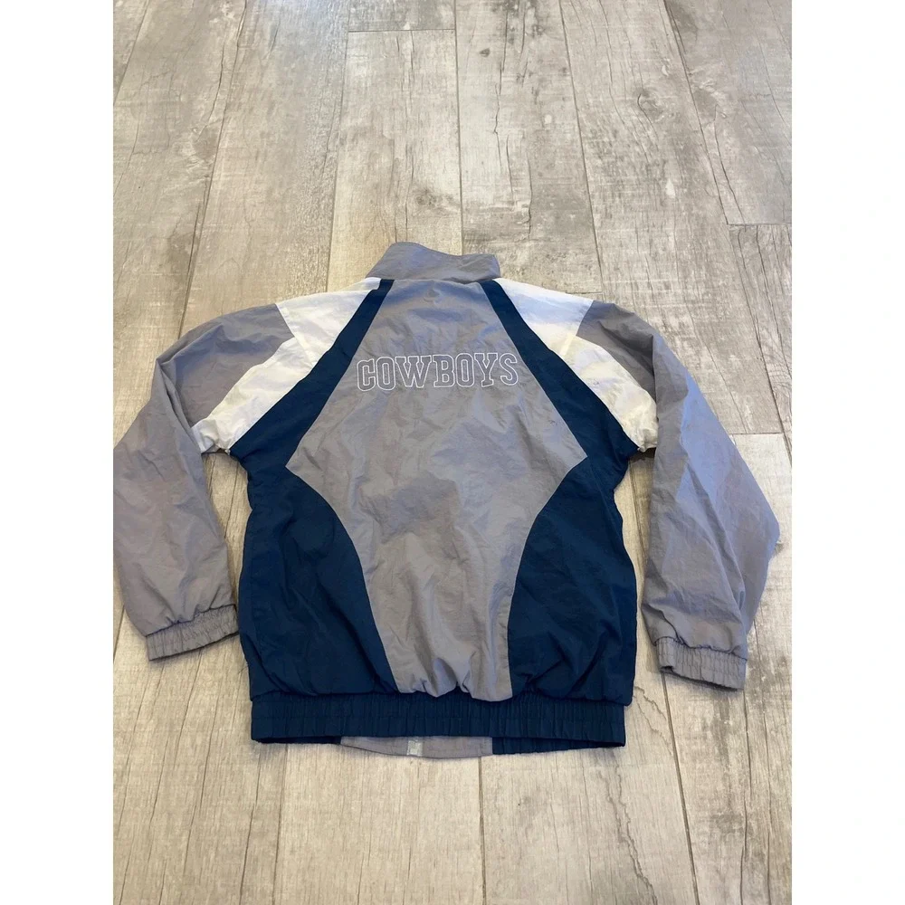 Dallas Cowboys Stadium Apparel Kids Windbreaker Jacket Grey Navy Blue Size 16/18